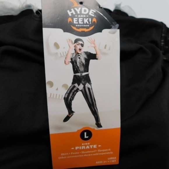 NWT Hyde & Eek! Boutique Kid's Pirate Halloween Costume M L Black White New - Picture 5 of 6